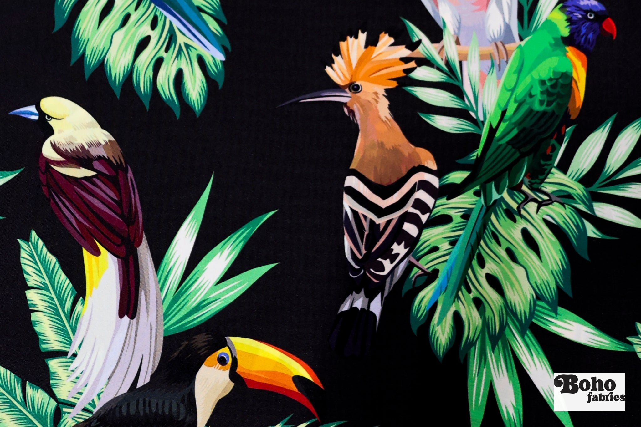 Tropical Tucans Canvas Woven Fabric - Boho Fabrics - Canvas Fabric