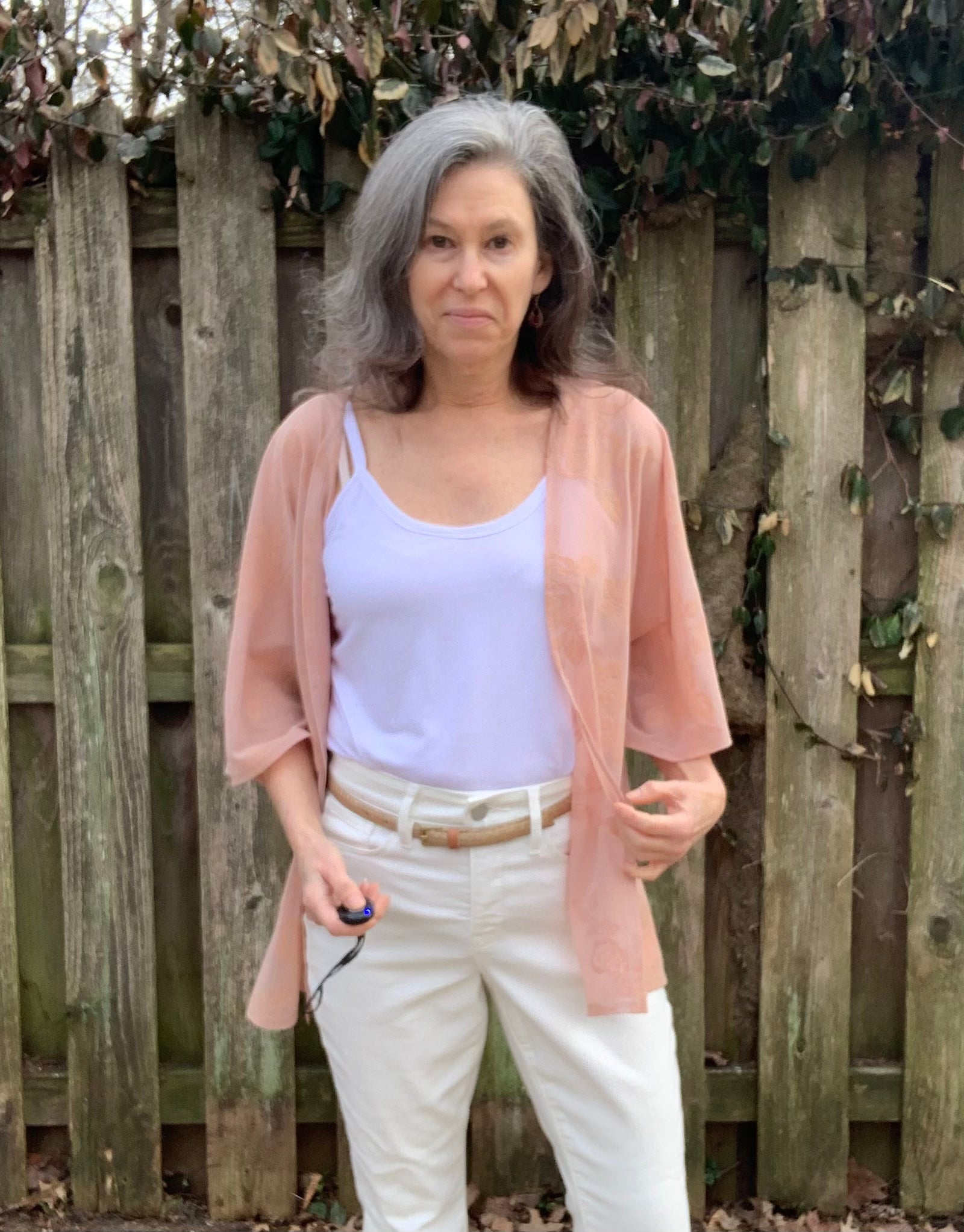 Velvet Roses on Peachy Pink. Flocked Power Mesh. SM-104. - Boho Fabrics