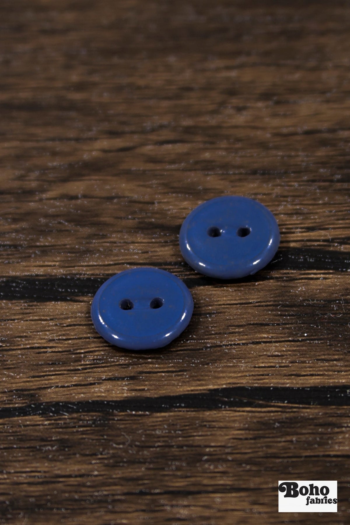 Vintage Blue Milk Casein Plastic 2-Hole Buttons 16mm, Set of 8 - Boho Fabrics - Buttons & Snaps