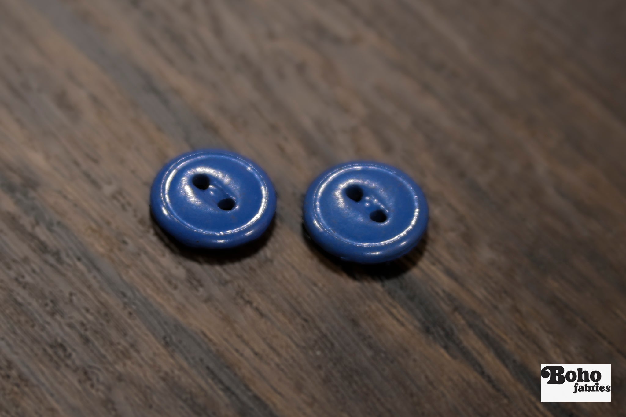 Vintage Blue Milk Casein Plastic 2-Hole Buttons 16mm, Set of 8 - Boho Fabrics - Buttons & Snaps