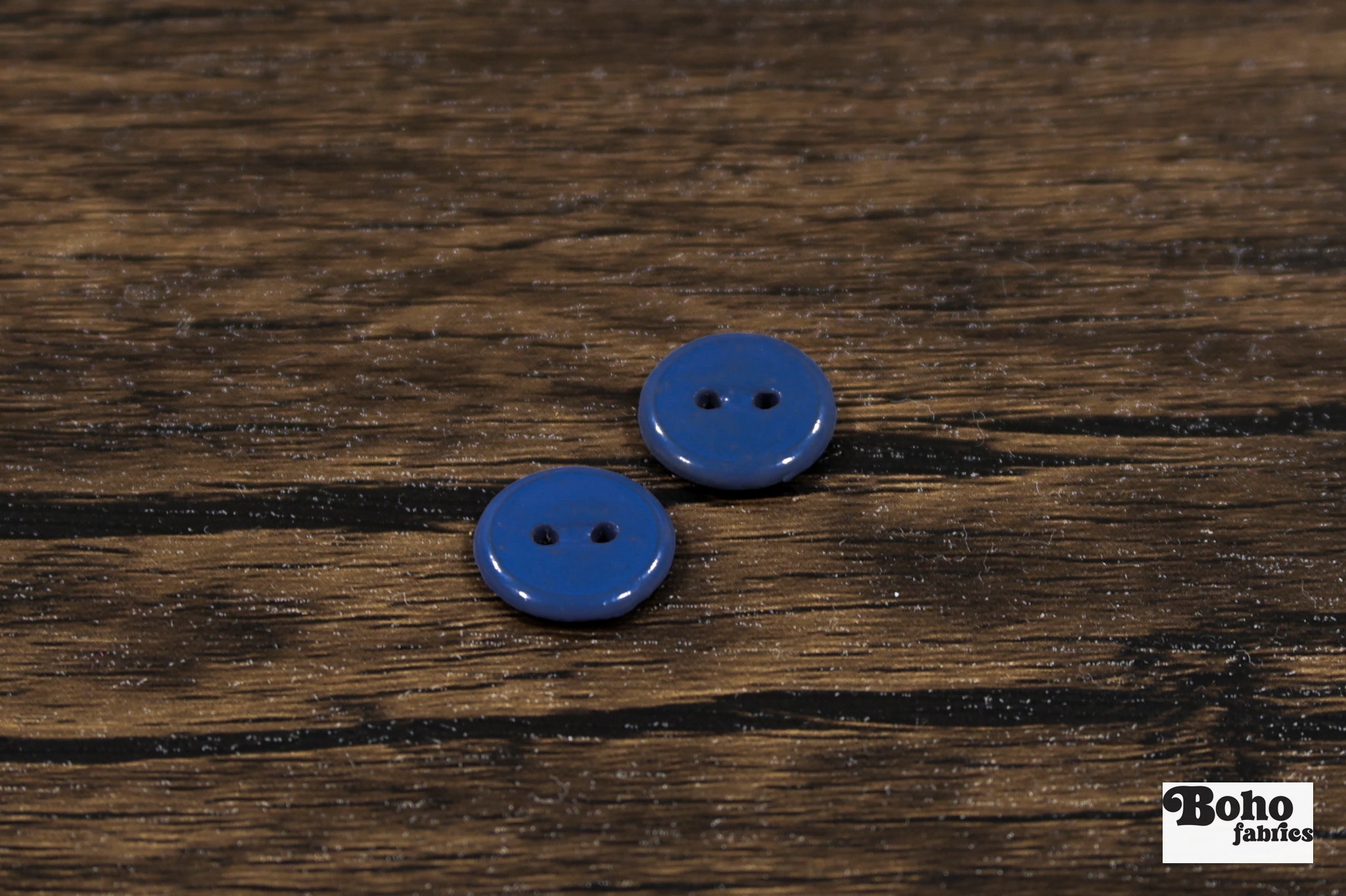 Vintage Blue Milk Casein Plastic 2-Hole Buttons 16mm, Set of 8 - Boho Fabrics - Buttons & Snaps