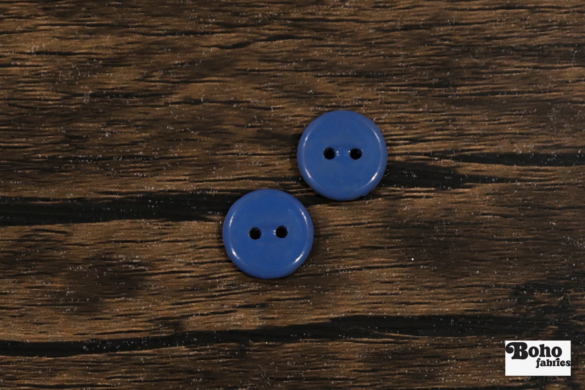 Vintage Blue Milk Casein Plastic 2-Hole Buttons 16mm, Set of 8 - Boho Fabrics - Buttons & Snaps