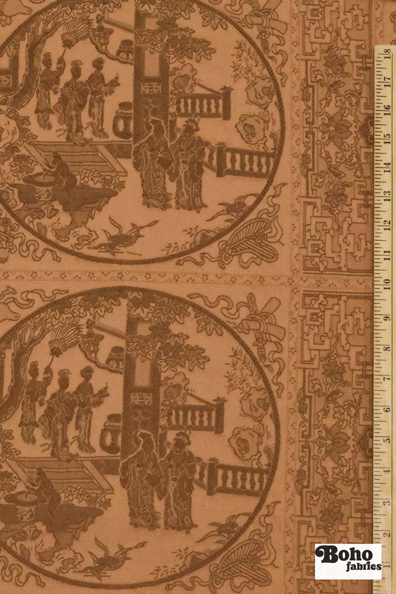 Vintage Bronze Vignette Jacquard Woven Fabric - Boho Fabrics - Jacquard, Woven