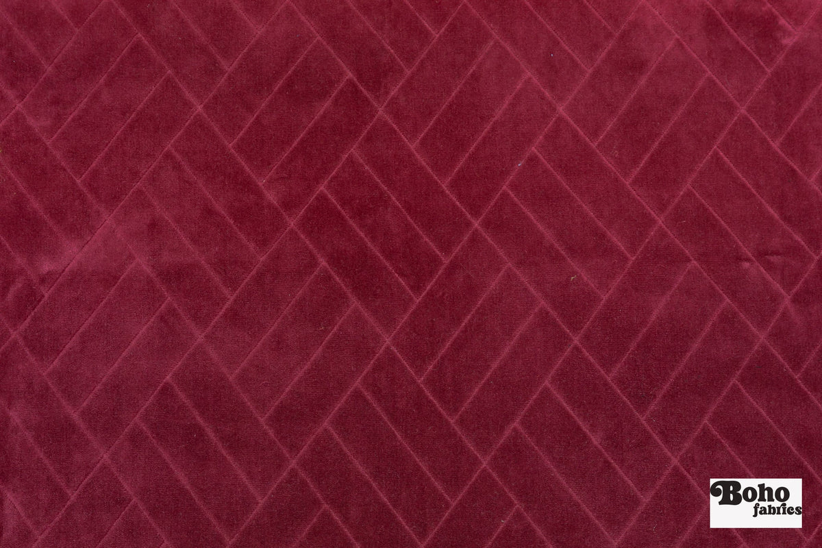 Vintage Burgundy Diamond Lattice Upholstery Woven Fabric - Boho Fabrics - Home Dec. & Upholstery Fabric