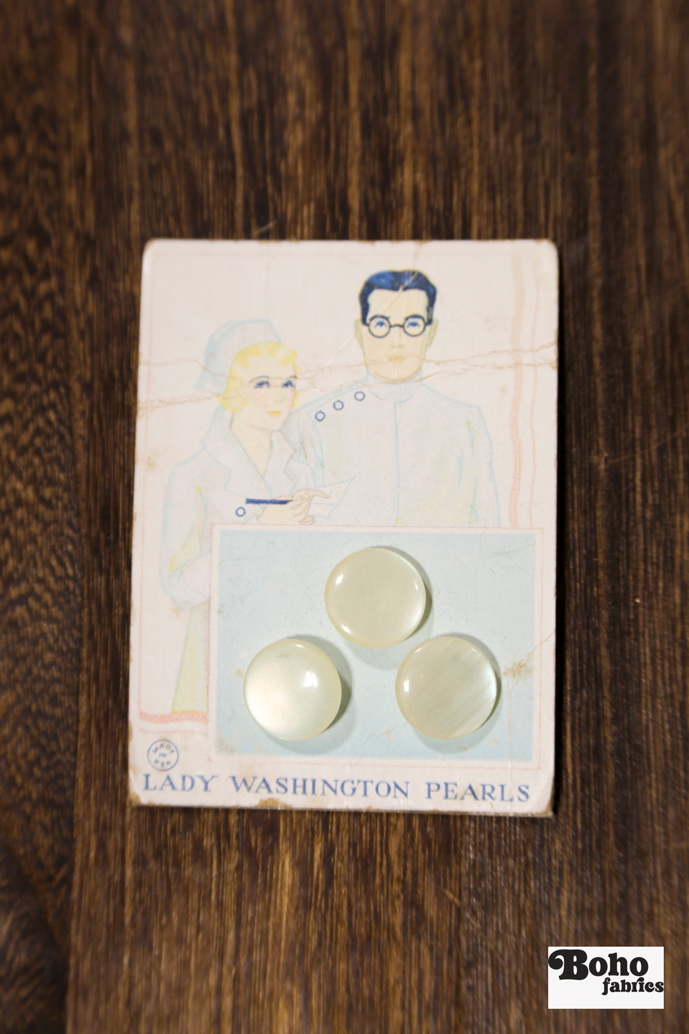 Vintage Button Set - Lady Washington Pearls 15mm - Boho Fabrics - Buttons & Snaps