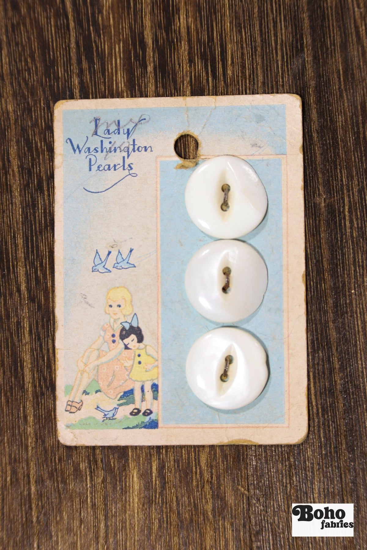 Vintage Button Set - Lady Washington Pearls 19mm - Boho Fabrics - Buttons & Snaps