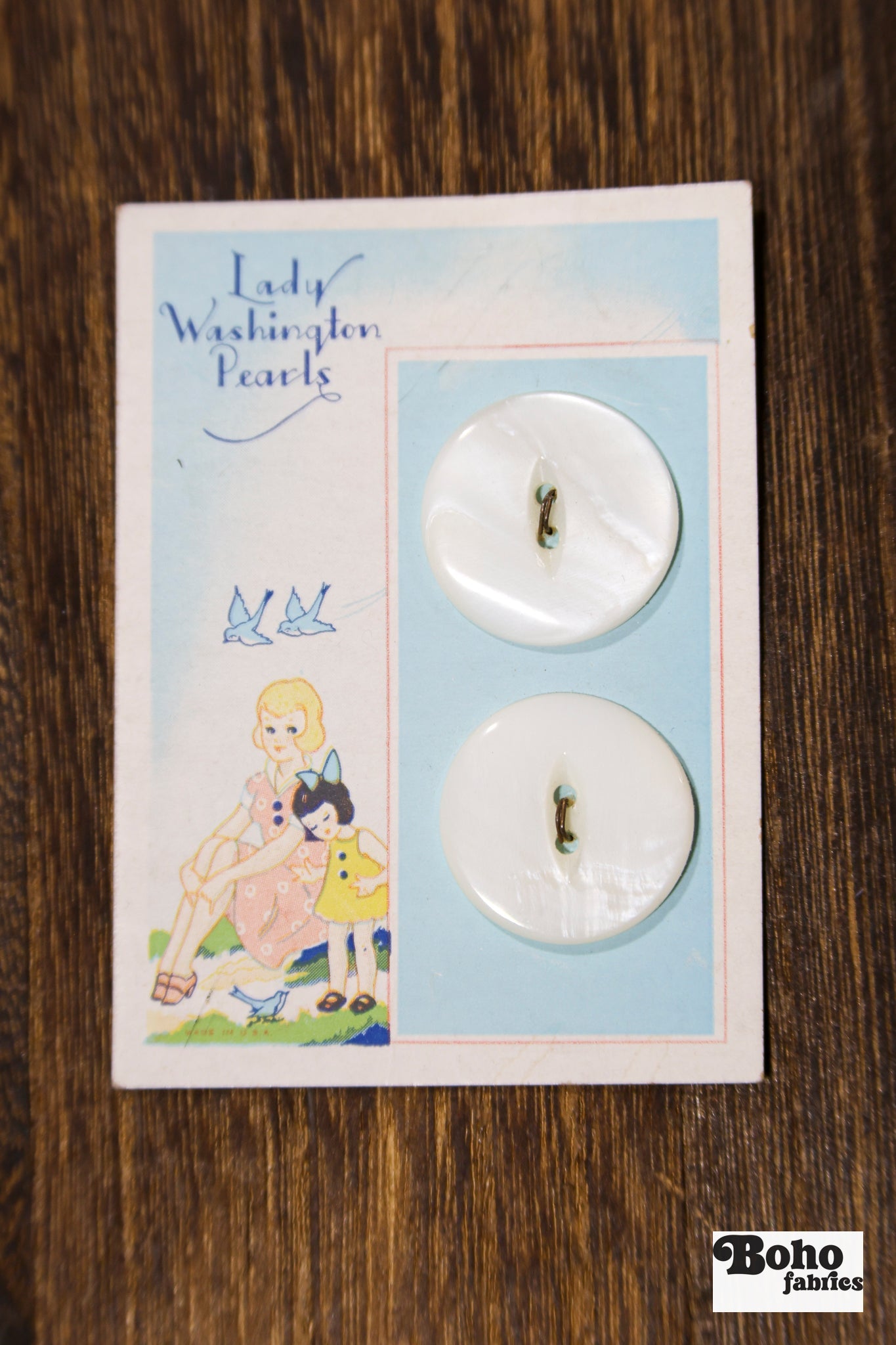 Vintage Button Set - Lady Washington Pearls 24mm - Boho Fabrics - Buttons & Snaps