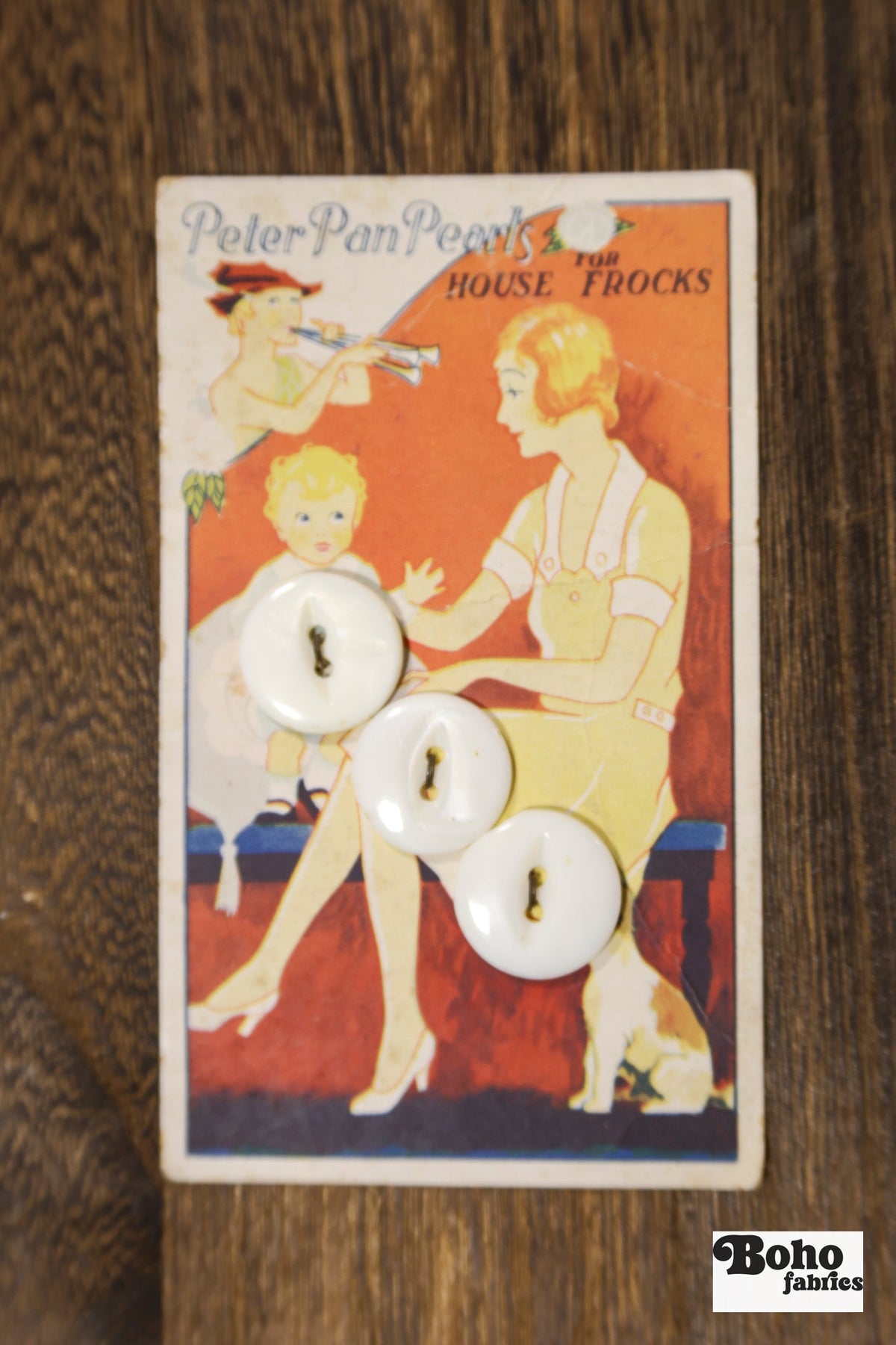 Vintage Button Set - Peter Pan Pearls 19mm - Boho Fabrics - Buttons & Snaps