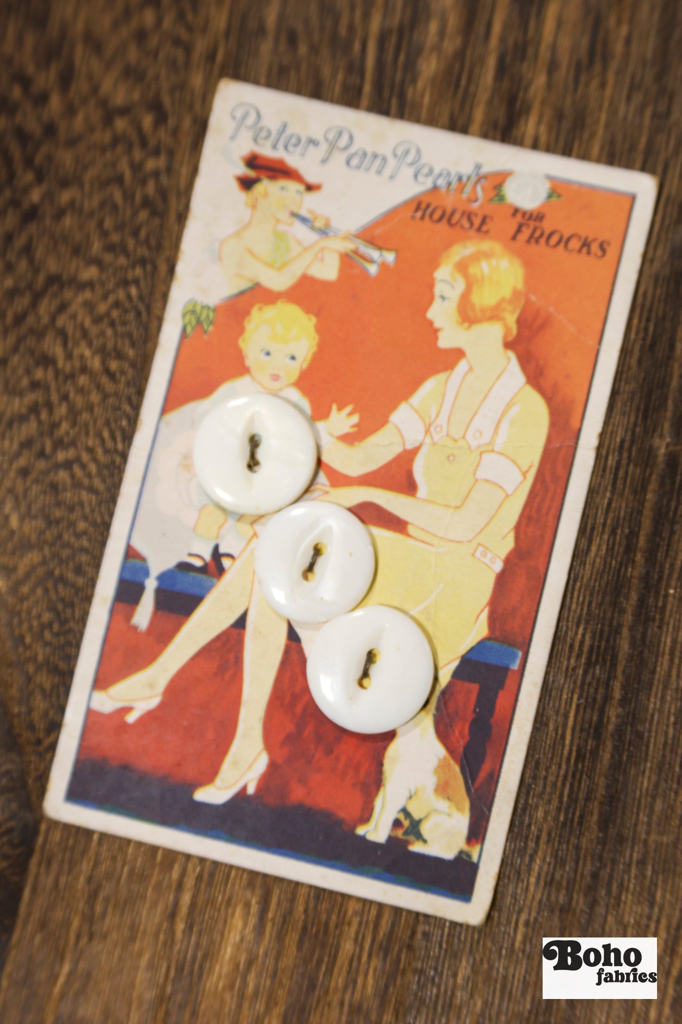 Vintage Button Set - Peter Pan Pearls 19mm - Boho Fabrics - Buttons & Snaps