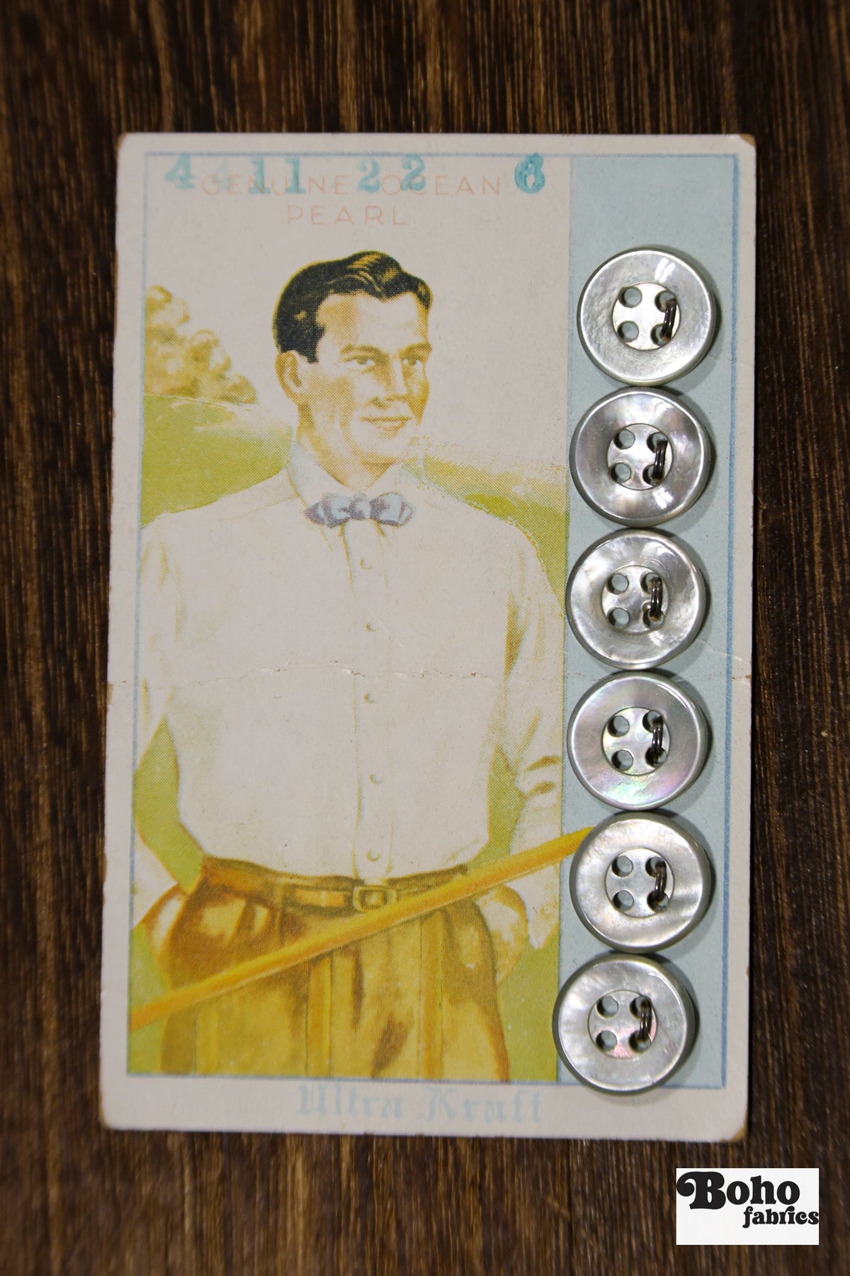 Vintage Button Set - Ultra Kraft Genuine Ocean Pearl 13mm - Boho Fabrics - Buttons & Snaps