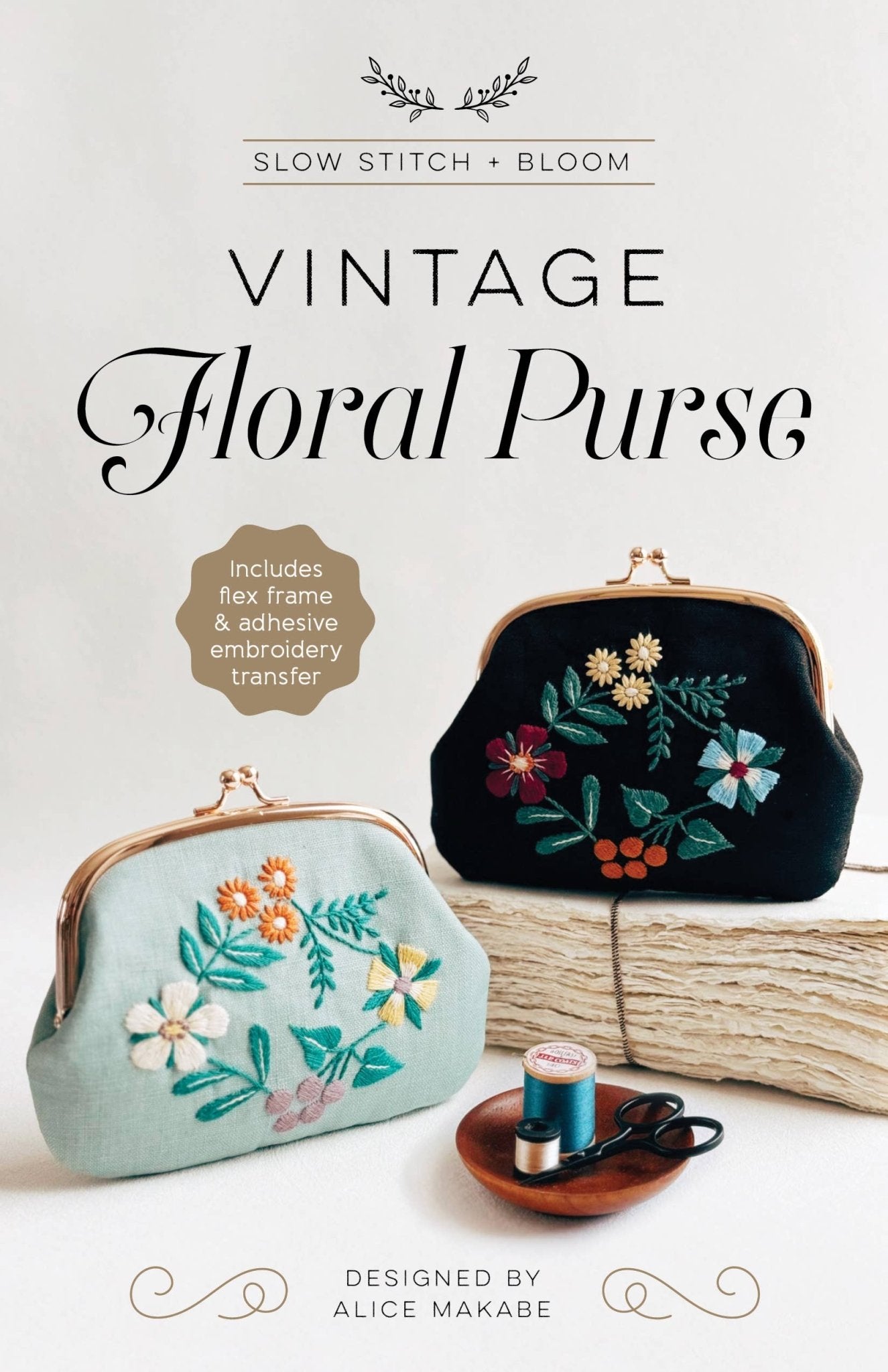 Vintage Floral Purse Kit, Sewing Pattern with Hardware - Boho Fabrics - Sewing Patterns
