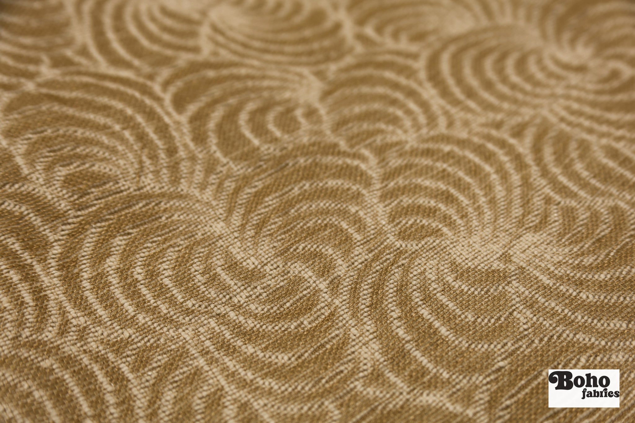 Vintage Gold Abstract Organic Swirl Quilted Upholstery Woven Fabric - Boho Fabrics - Home Dec. & Upholstery Fabric