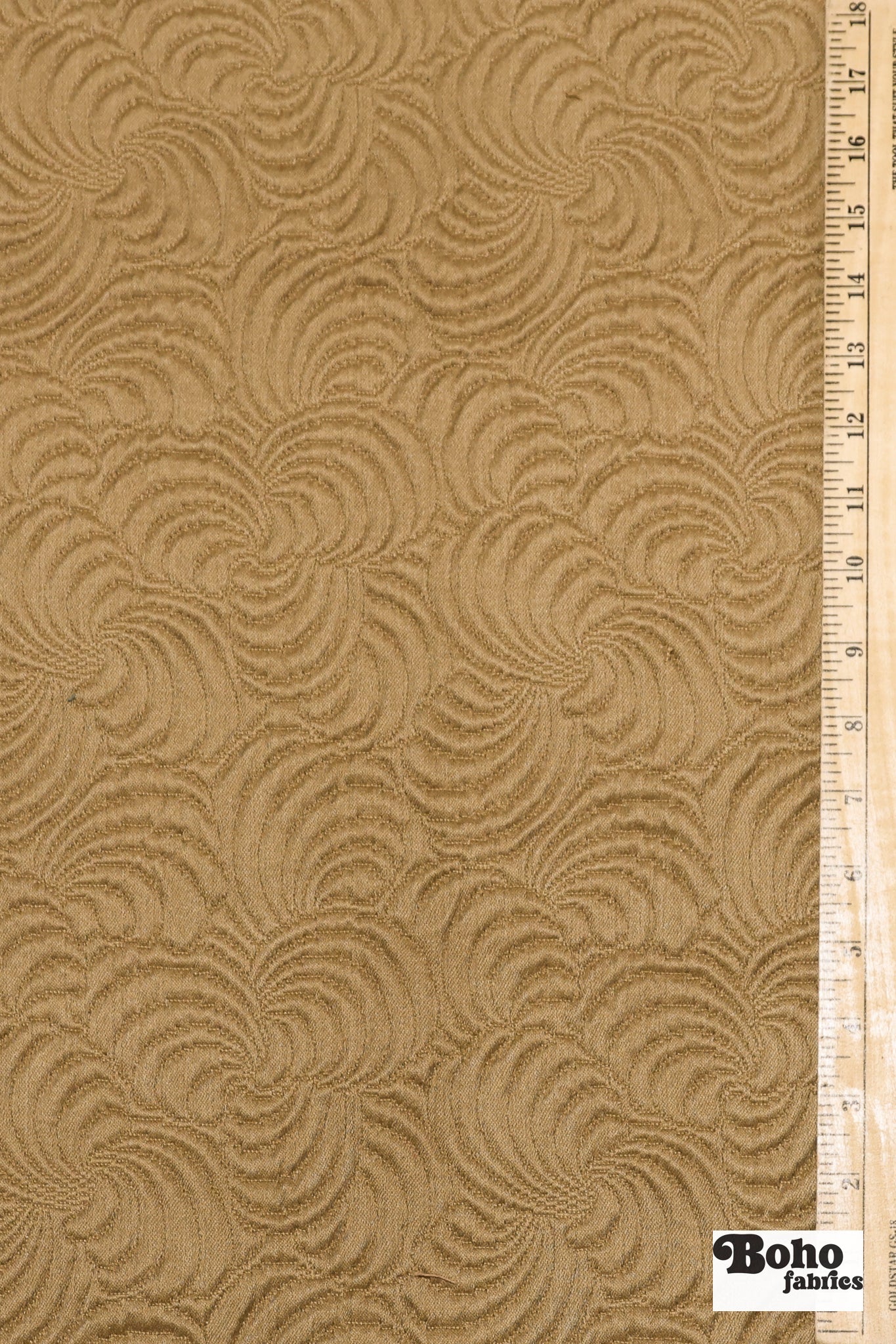 Vintage Gold Abstract Organic Swirl Quilted Upholstery Woven Fabric - Boho Fabrics - Home Dec. & Upholstery Fabric