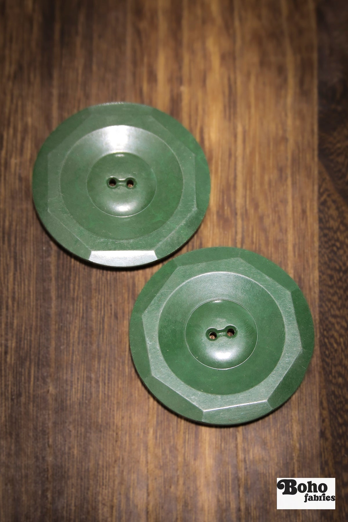 Vintage Green Octagon 2-Hole Buttons. (55mm / 2 1/4") - Boho Fabrics - Buttons & Snaps