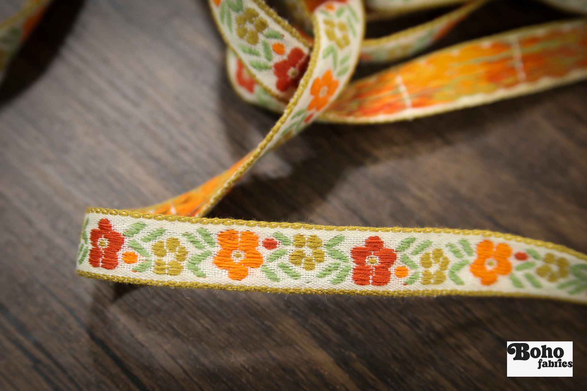 Vintage Heirloom Daisy Floral Ribbon, 5/8" TRIM-173 - Boho Fabrics - Trims