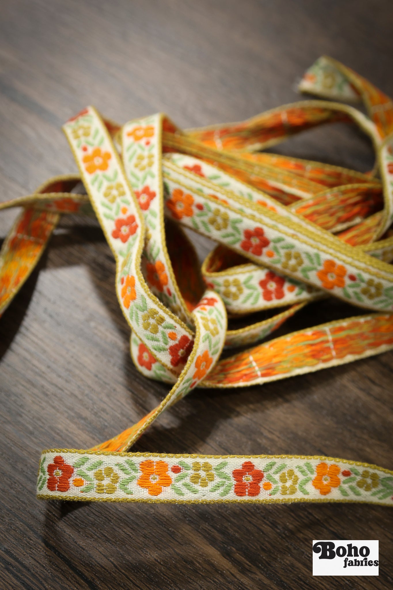 Vintage Heirloom Daisy Floral Ribbon, 5/8" TRIM-173 - Boho Fabrics - Trims