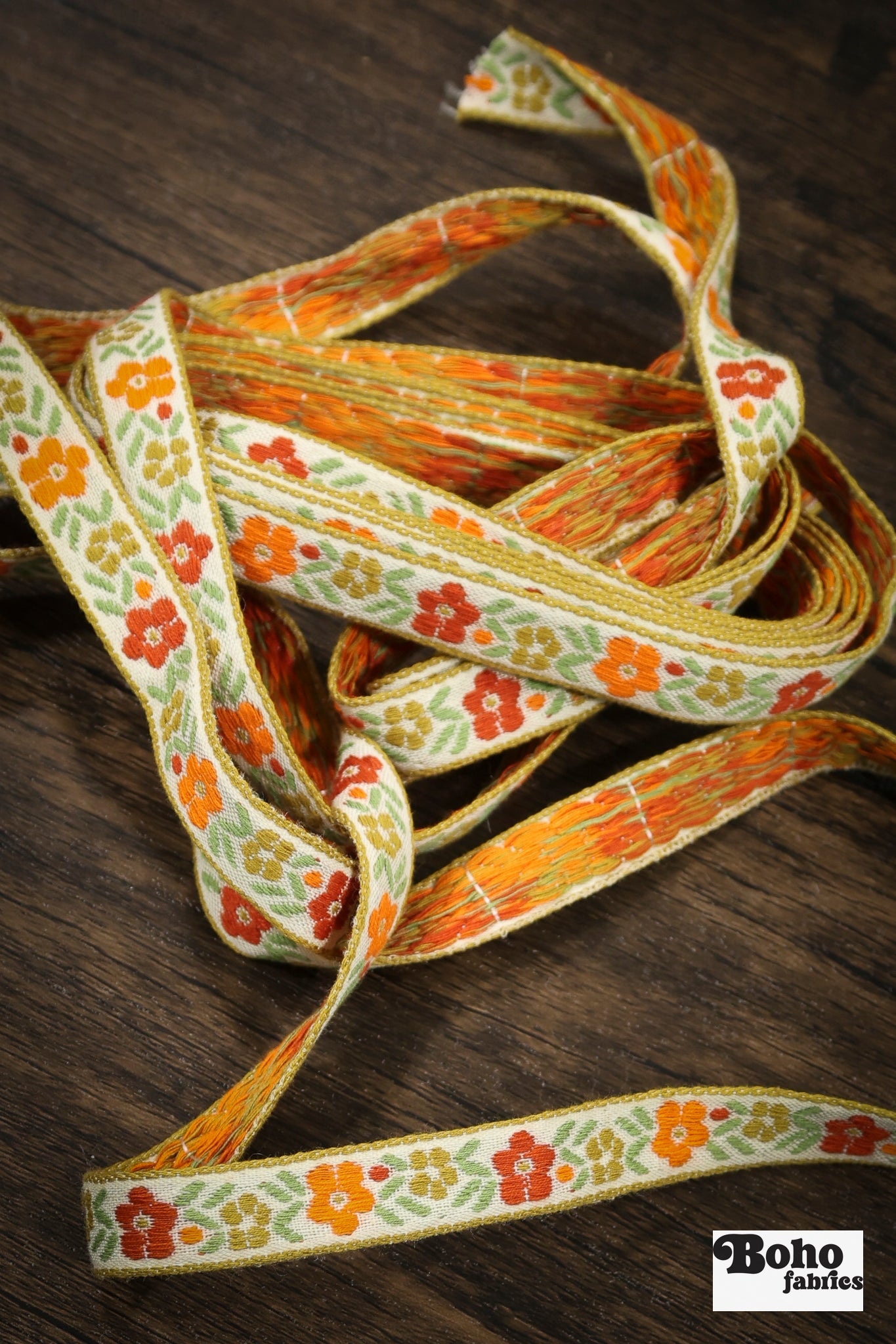Vintage Heirloom Daisy Floral Ribbon, 5/8" TRIM-173 - Boho Fabrics - Trims