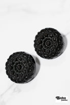 Vintage Inspired Jet Black Rosette Button. Available in 25mm (40L) - Boho Fabrics - Buttons & Snaps
