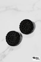 Vintage Inspired Jet Black Rosette Button. Available in 25mm (40L) - Boho Fabrics - Buttons & Snaps