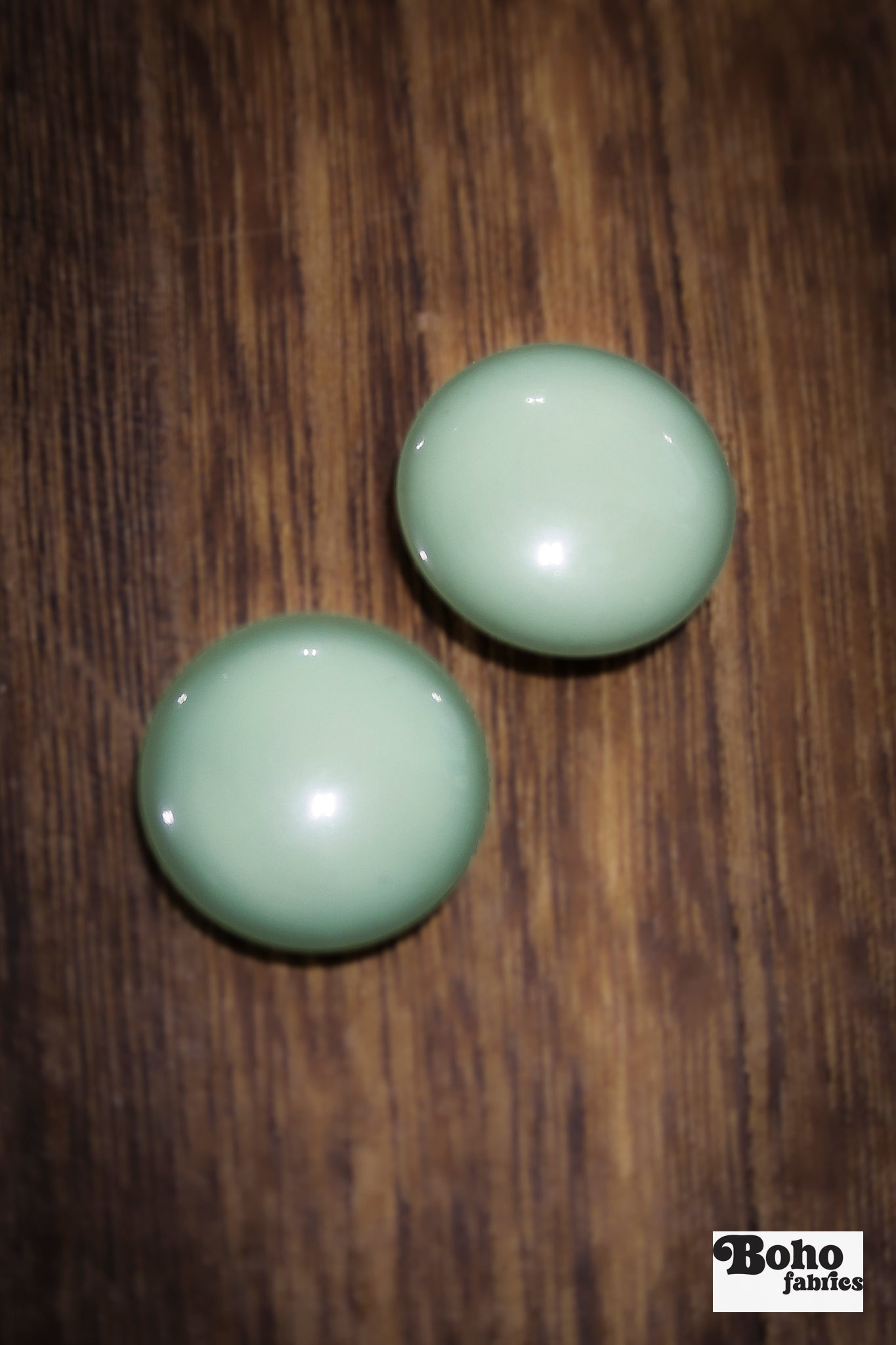Vintage Light Green Dome Shank Buttons. 20mm. Set of 6 - Boho Fabrics - Buttons & Snaps