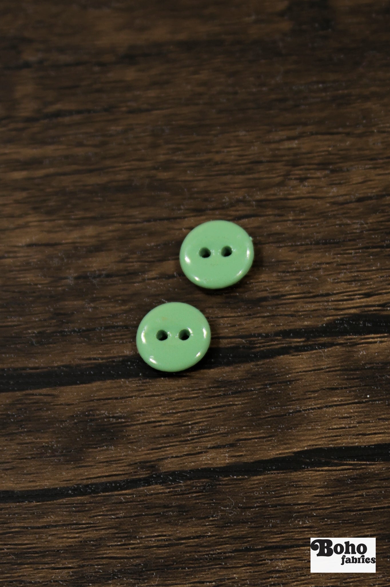 Vintage Light Green Milk Casein Plastic 2-Hole Buttons 15mm, Set of 8 - Boho Fabrics - Buttons & Snaps