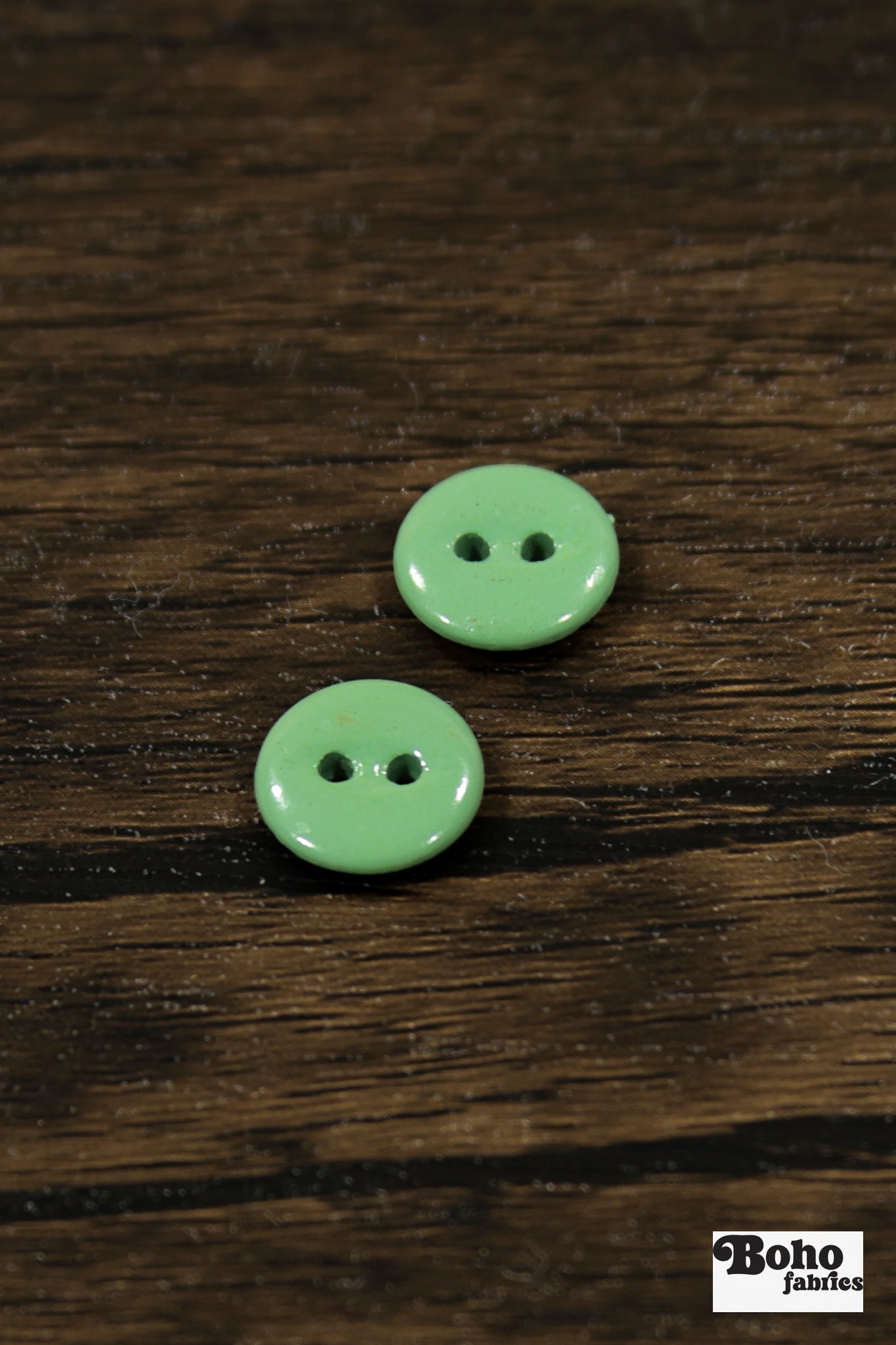 Vintage Light Green Milk Casein Plastic 2-Hole Buttons 15mm, Set of 8 - Boho Fabrics - Buttons & Snaps