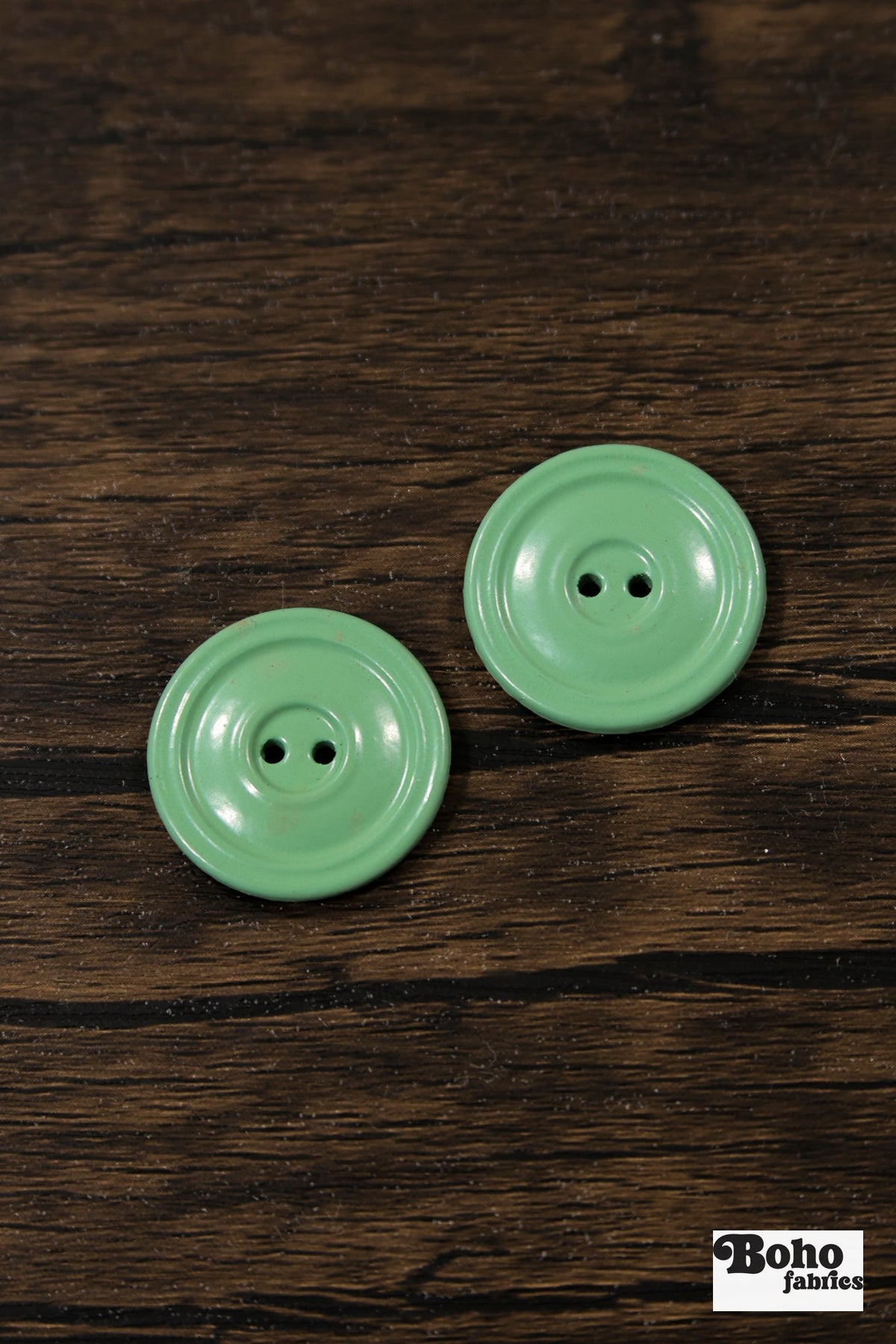 Vintage Light Green Milk Casein Plastic 2-Hole Buttons 29mm, Set of 4 - Boho Fabrics - Buttons & Snaps