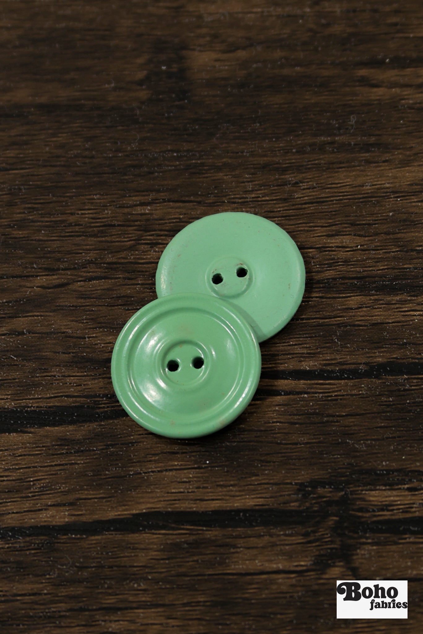 Vintage Light Green Milk Casein Plastic 2-Hole Buttons 29mm, Set of 4 - Boho Fabrics - Buttons & Snaps