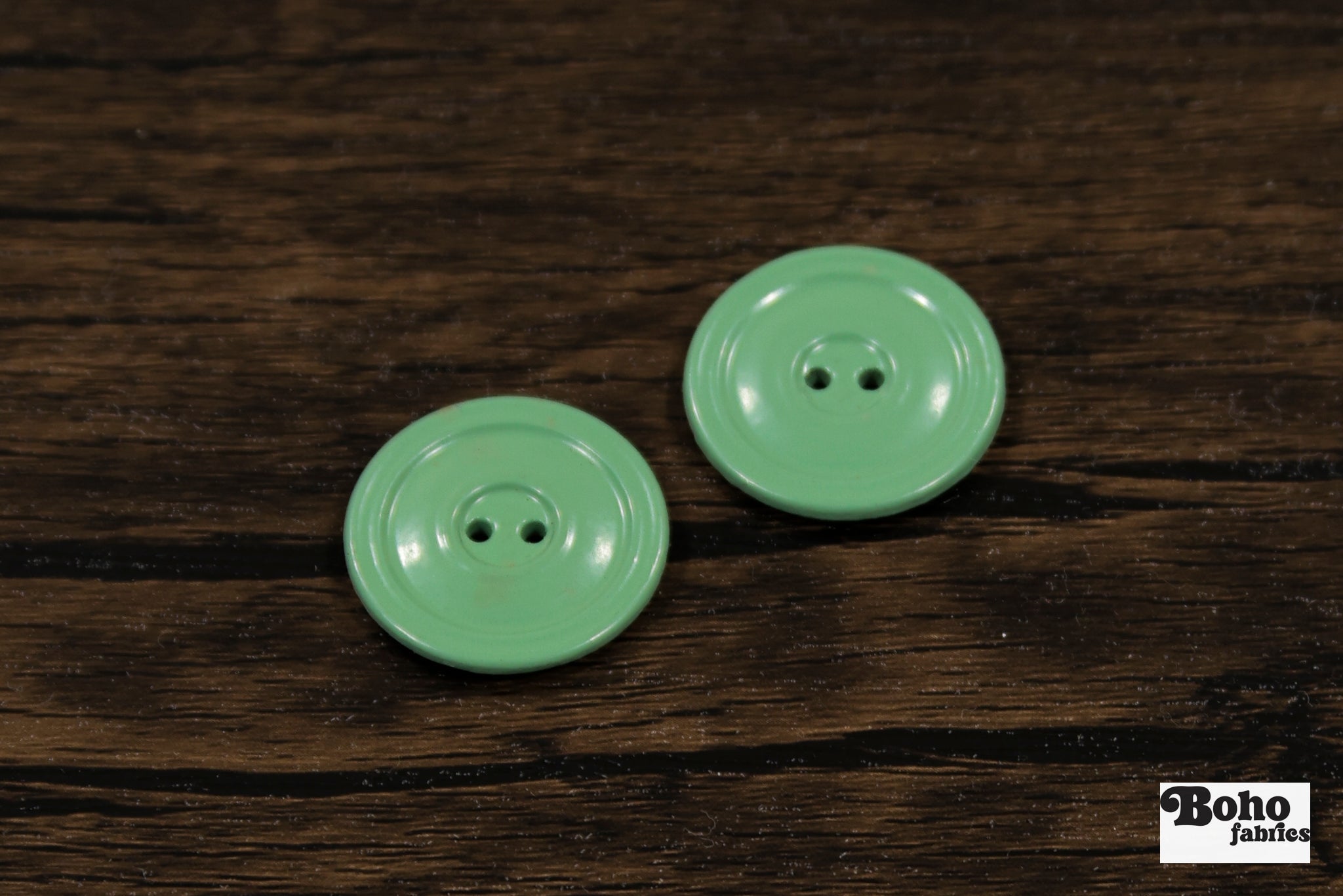 Vintage Light Green Milk Casein Plastic 2-Hole Buttons 29mm, Set of 4 - Boho Fabrics - Buttons & Snaps