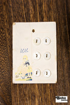 Vintage Mother of Pearl Button Card — 10mm Small White Buttons, Set of 6, Illustrated Mother & Daughter Card - Boho Fabrics - Buttons & Snaps