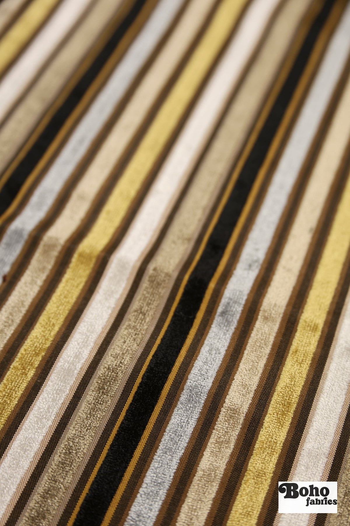 Vintage Multicolor Striped Velvet Upholstery Woven Fabric - Boho Fabrics - Home Dec. & Upholstery Fabric