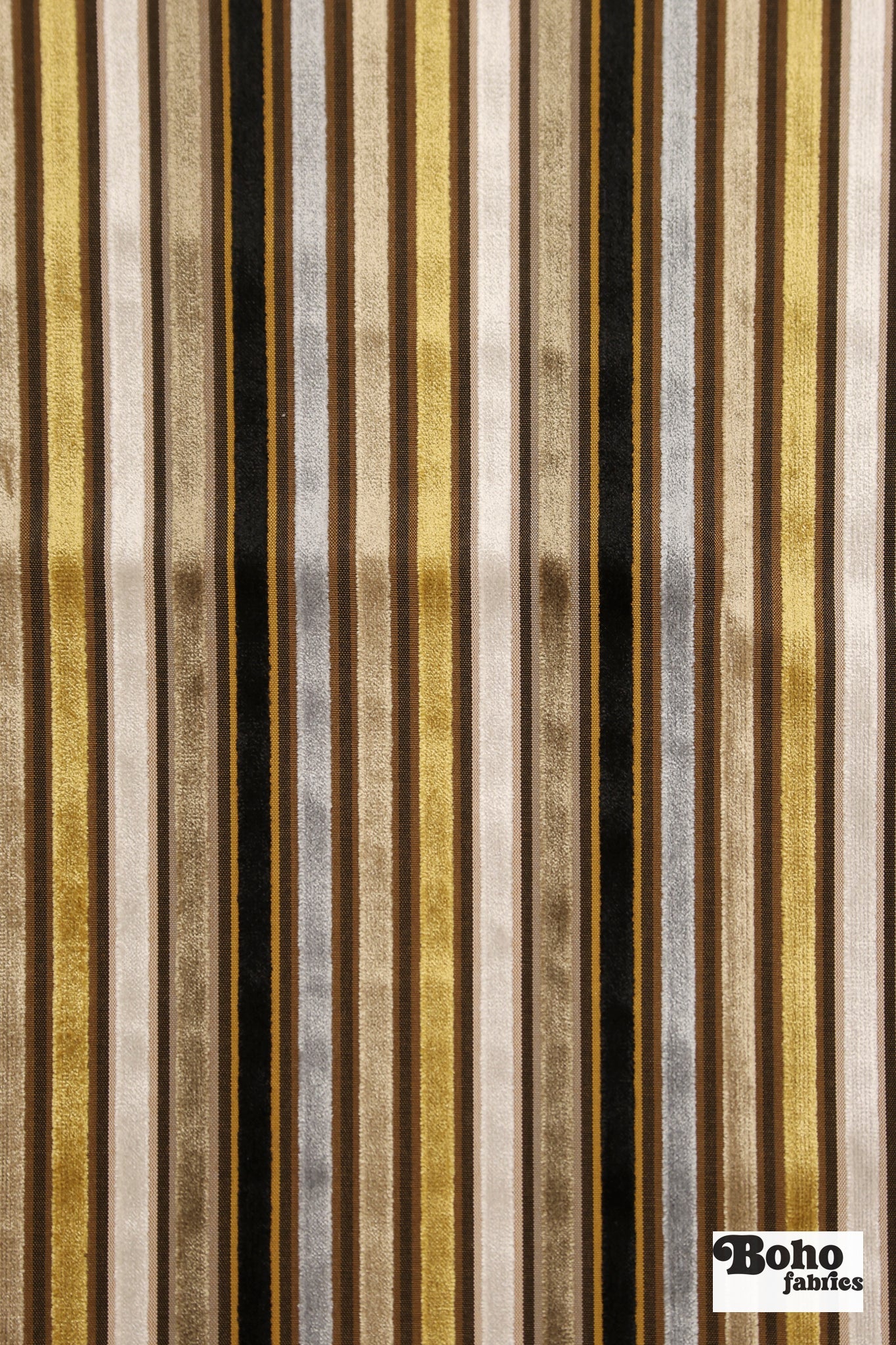 Vintage Multicolor Striped Velvet Upholstery Woven Fabric - Boho Fabrics - Home Dec. & Upholstery Fabric