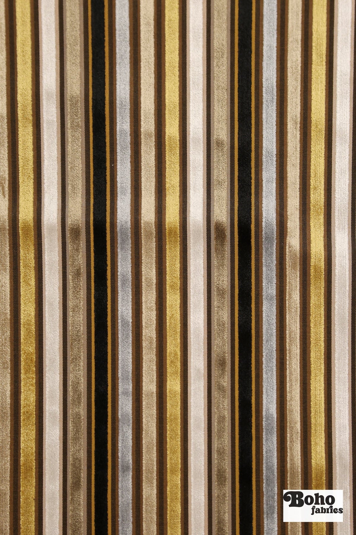 Vintage Multicolor Striped Velvet Upholstery Woven Fabric - Boho Fabrics - Home Dec. & Upholstery Fabric