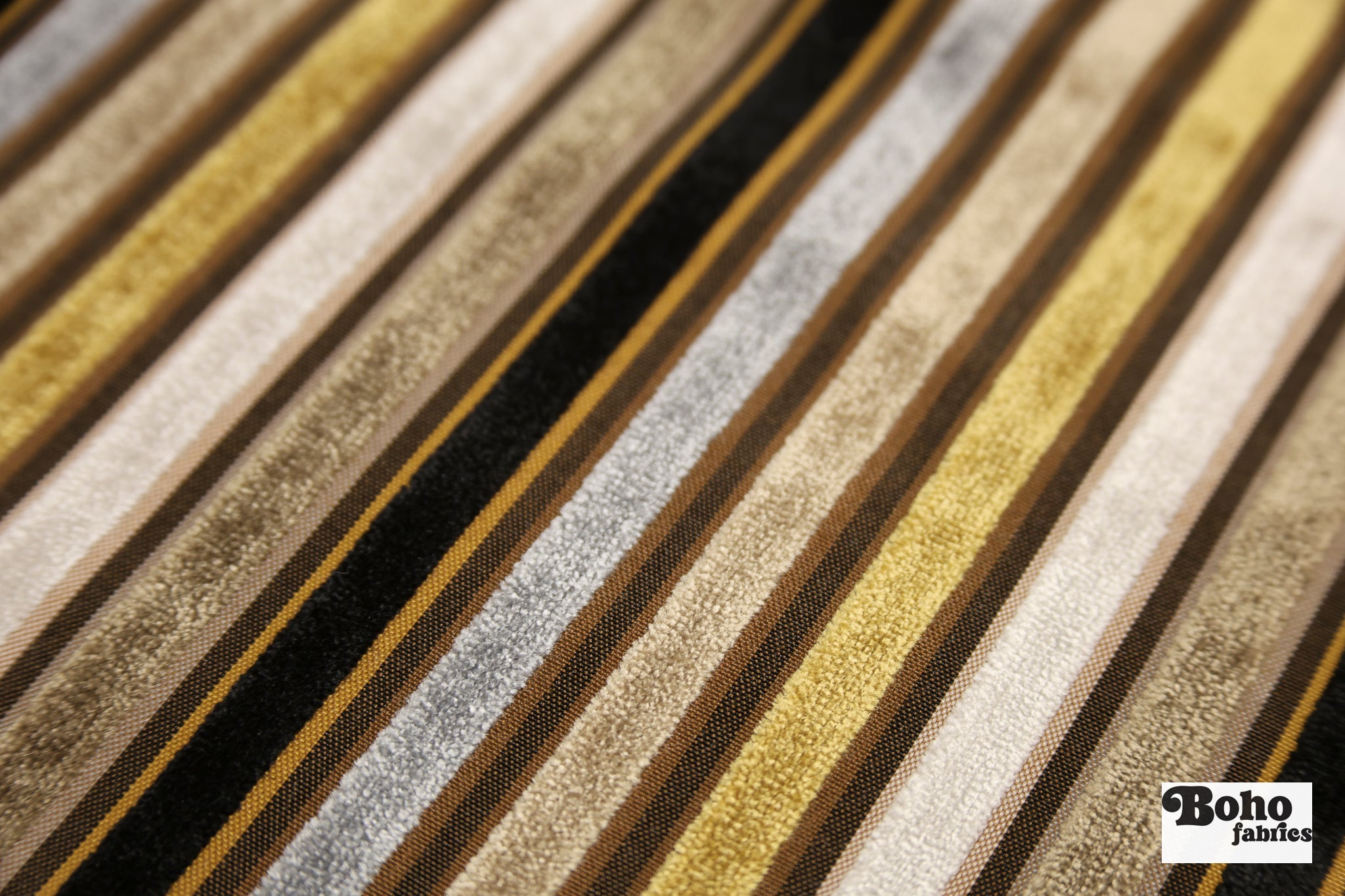 Vintage Multicolor Striped Velvet Upholstery Woven Fabric - Boho Fabrics - Home Dec. & Upholstery Fabric