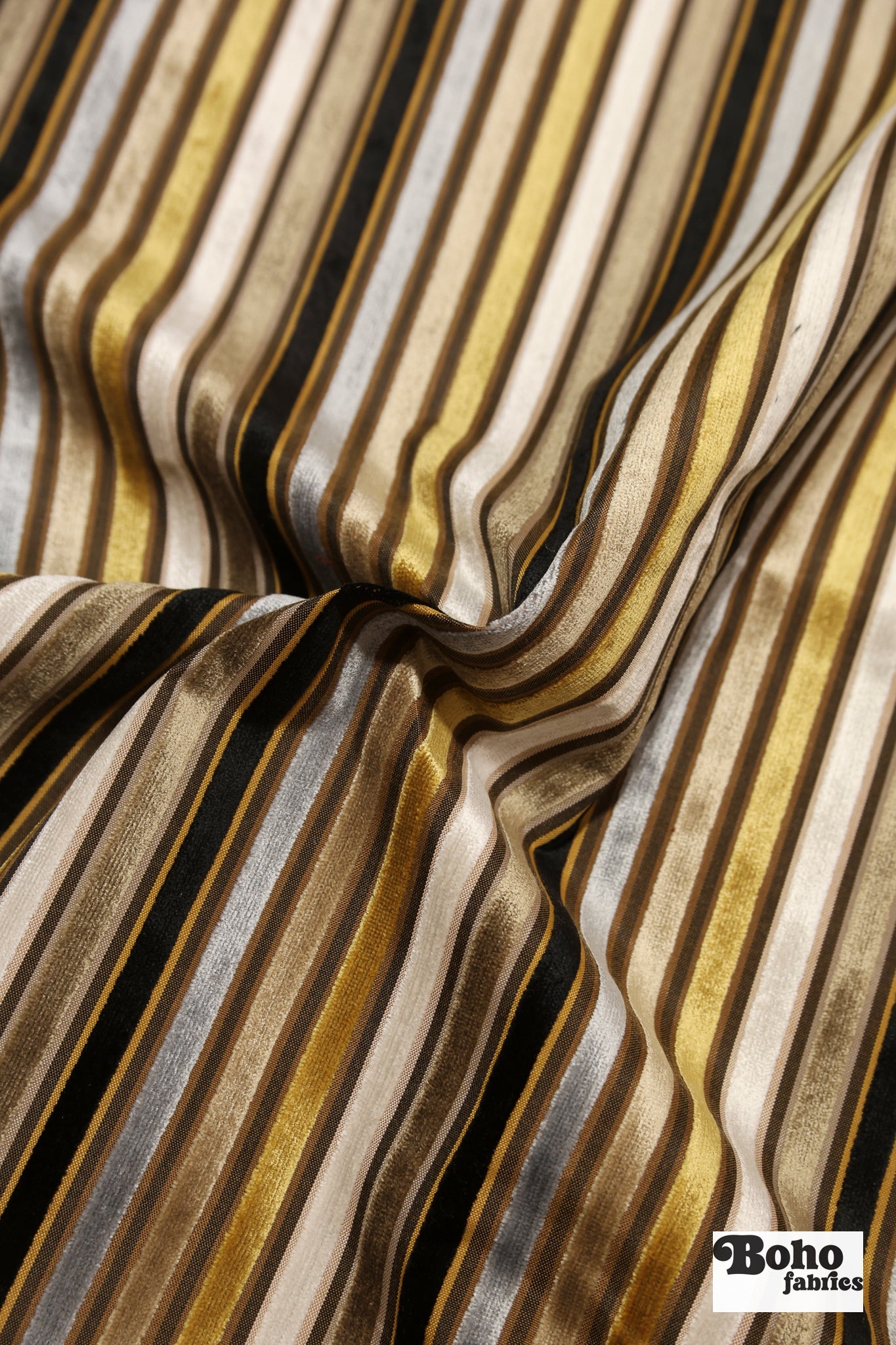 Vintage Multicolor Striped Velvet Upholstery Woven Fabric - Boho Fabrics - Home Dec. & Upholstery Fabric