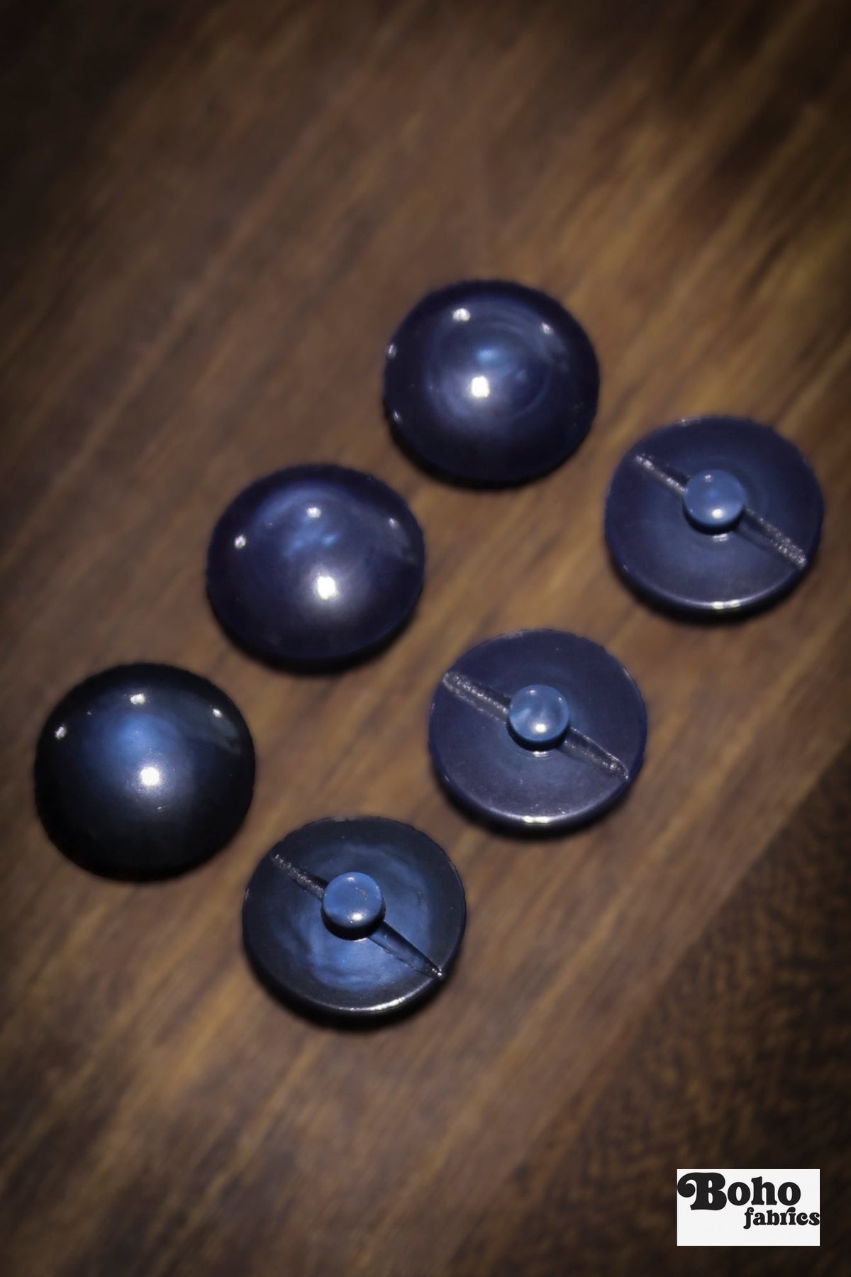 Vintage Navy Blue Dome Shank Buttons. 32L (20mm / 13/16"). Set of 6 - Boho Fabrics - Buttons & Snaps