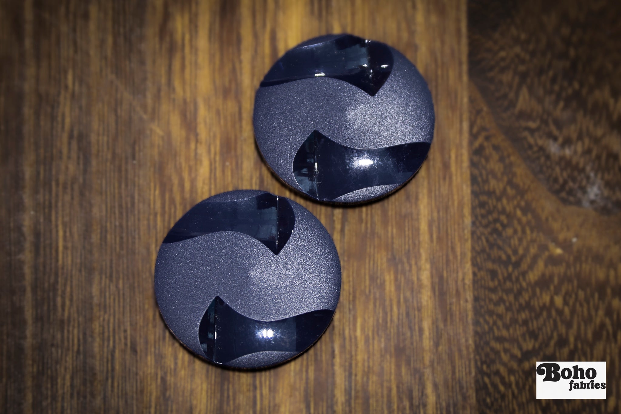 Vintage Navy Blue Two-Tone Swirl Round Shank Buttons - Boho Fabrics - Buttons & Snaps
