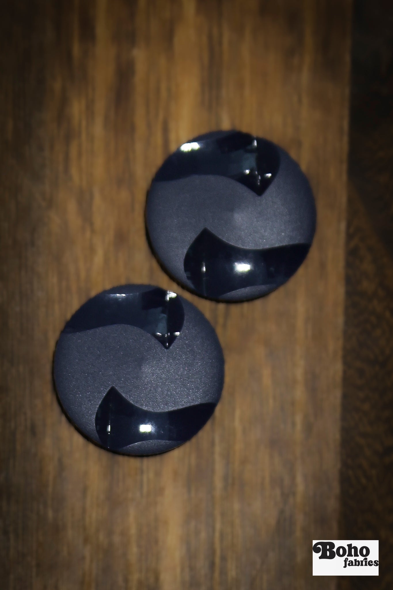 Vintage Navy Blue Two-Tone Swirl Round Shank Buttons - Boho Fabrics - Buttons & Snaps