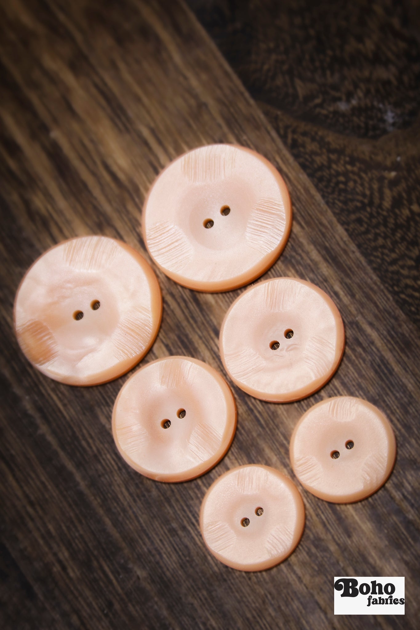 Vintage Peach Luster Two-Hole Buttons - Boho Fabrics - Buttons & Snaps