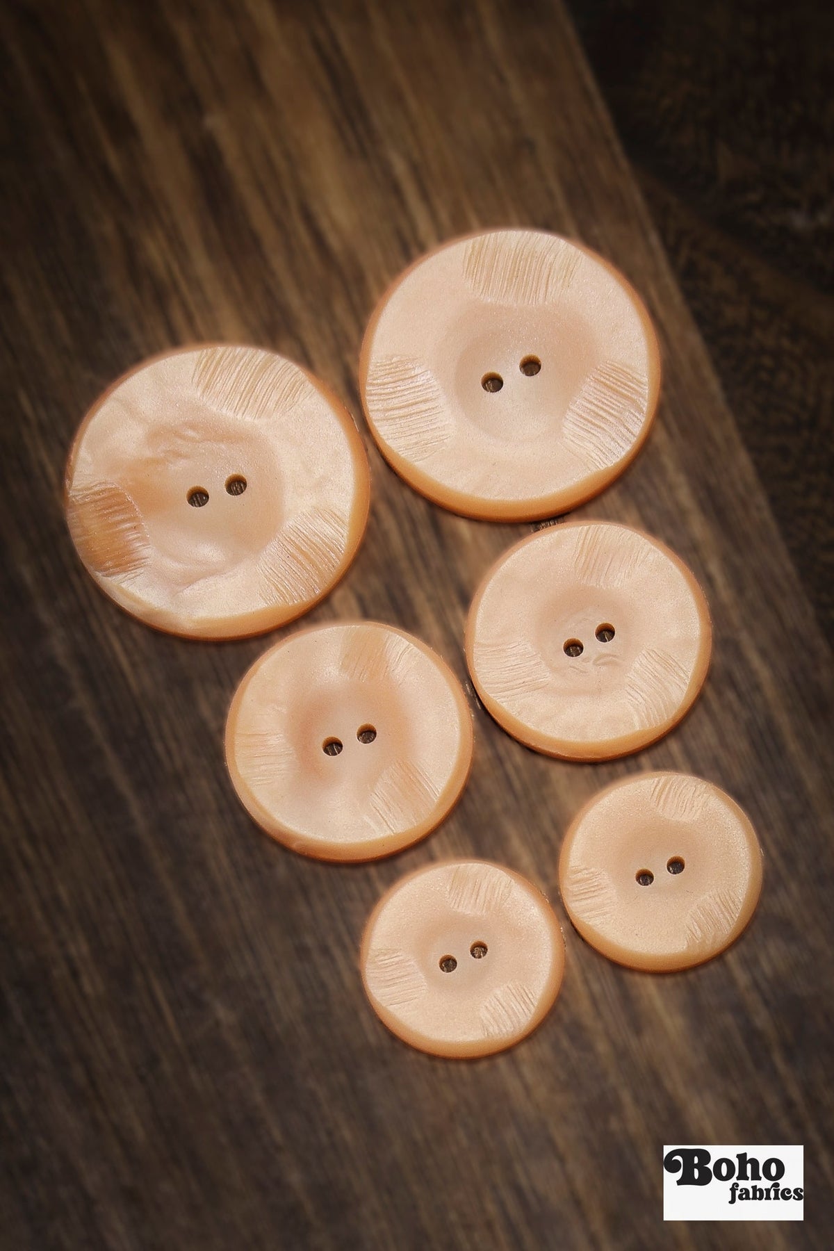 Vintage Peach Luster Two-Hole Buttons - Boho Fabrics - Buttons & Snaps