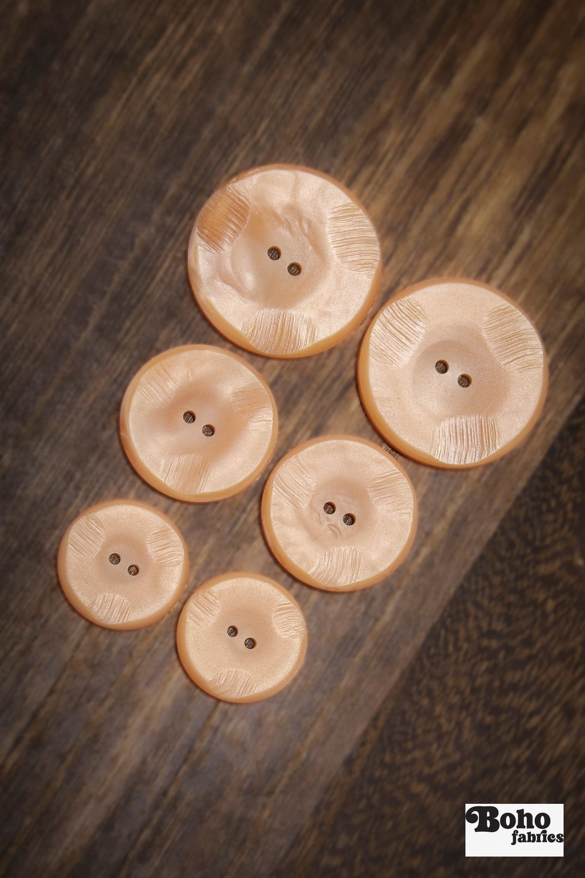 Vintage Peach Luster Two-Hole Buttons - Boho Fabrics - Buttons & Snaps