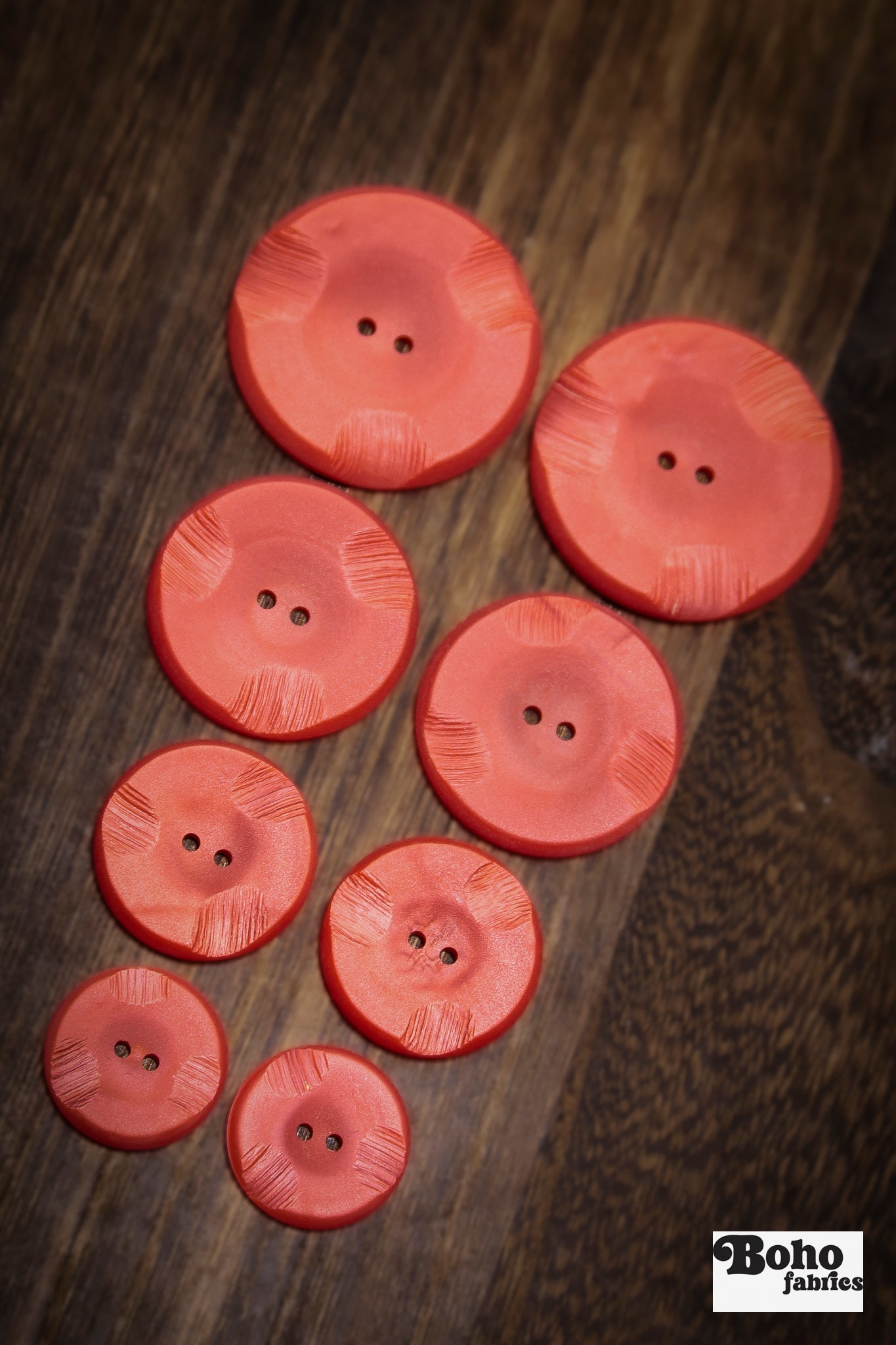 Vintage Persimmon Two-Hole Buttons - Boho Fabrics - Buttons & Snaps