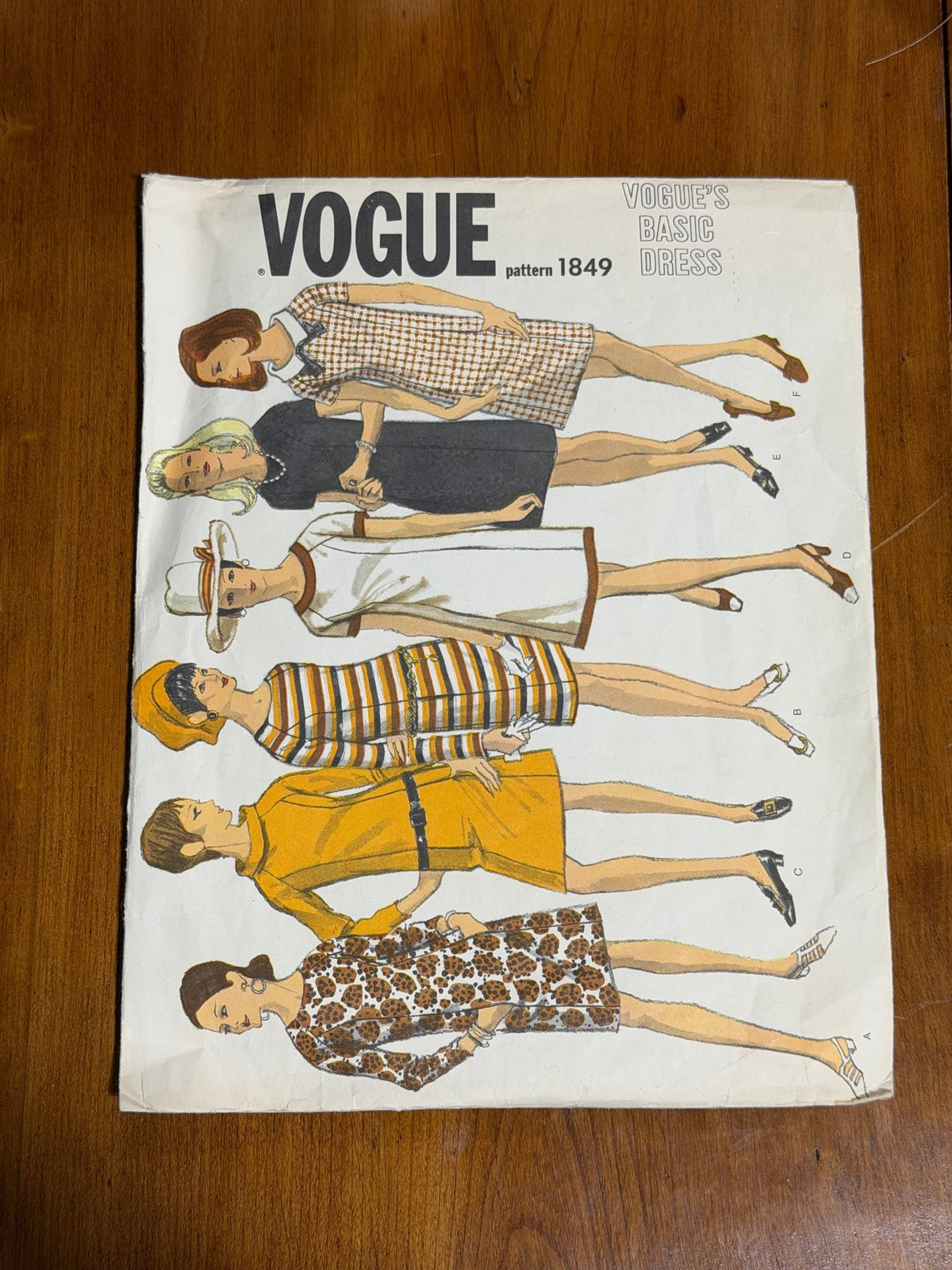 Vintage Sewing Pattern. 1960s Vogue 1849 – Shift / Shift Dress (Size 14, Bust 36") - Boho Fabrics - Sewing Patterns