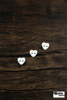 Vintage White Heart Plastic 2-Hole Buttons 12mm, Set of 8 - Boho Fabrics - Buttons & Snaps