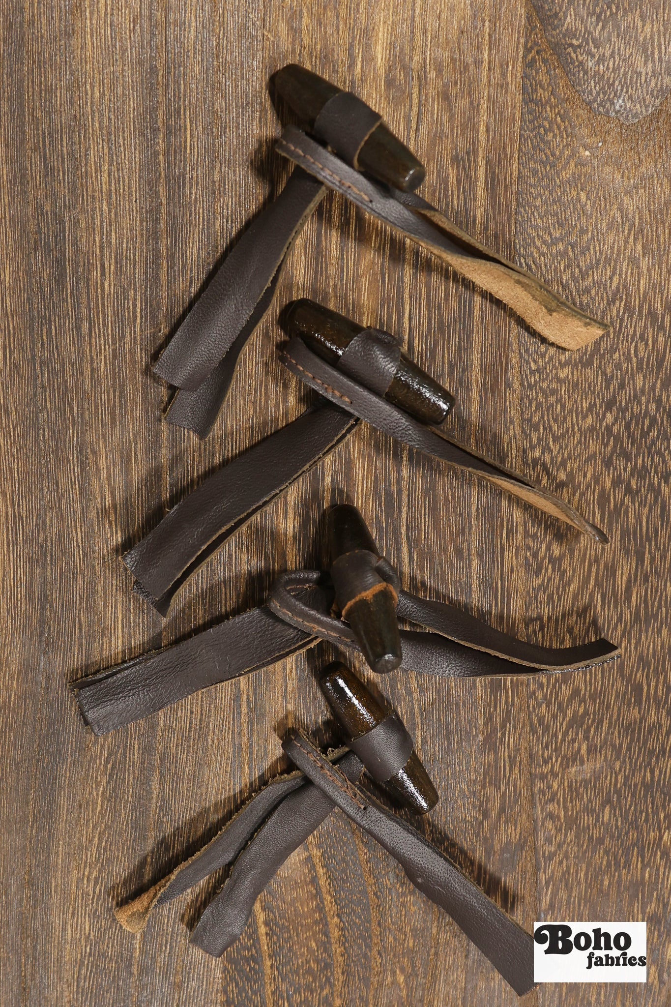 Vintage Wood & Leather Toggles - Boho Fabrics - Buttons & Snaps