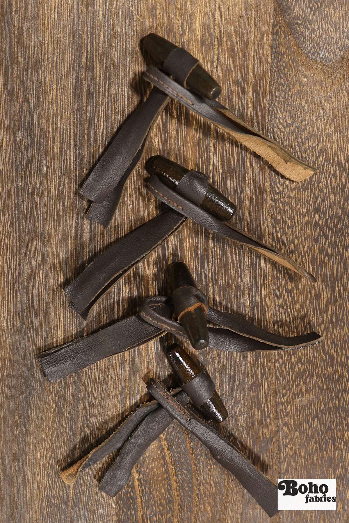 Vintage Wood & Leather Toggles - Boho Fabrics - Buttons & Snaps