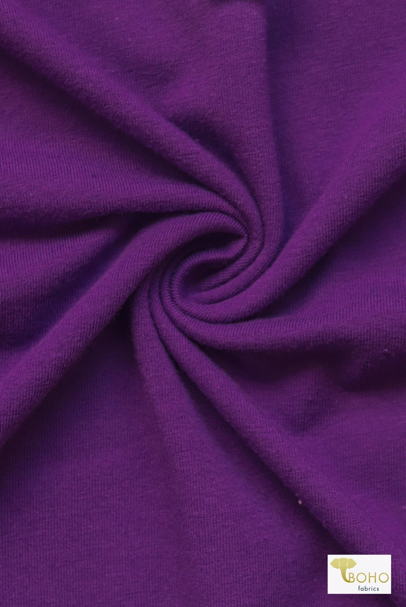 Vivid Violet Purple, Solid Cotton Spandex Knit Fabric, 9 oz. - Boho Fabrics