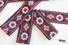 Volkslied Floral in Navy. Vintage Jacquard Woven Trim, 2.25" TRIM - 070 - Boho Fabrics - Trims