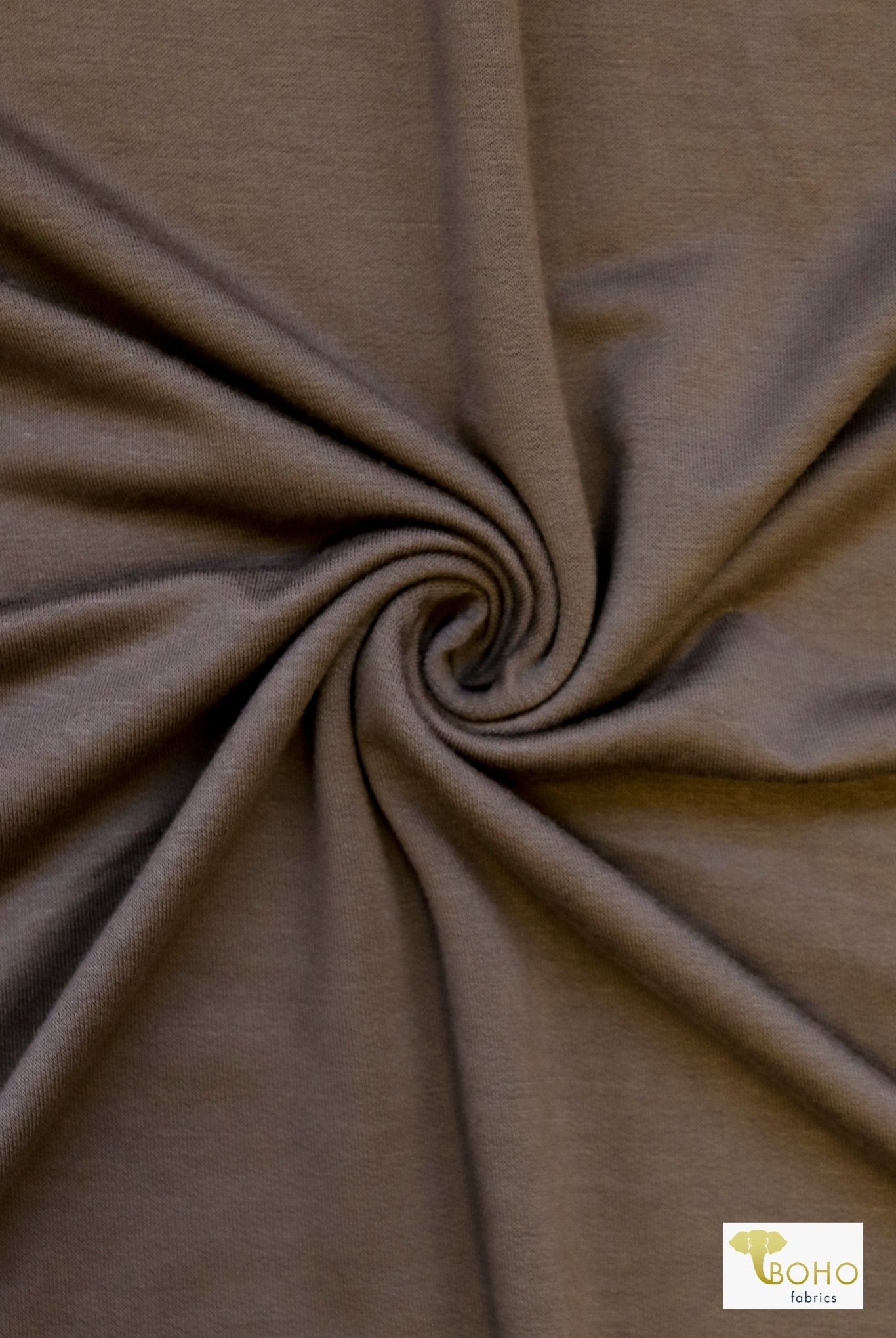Walnut Brown, French Terry Solid Knit Fabric - Boho Fabrics