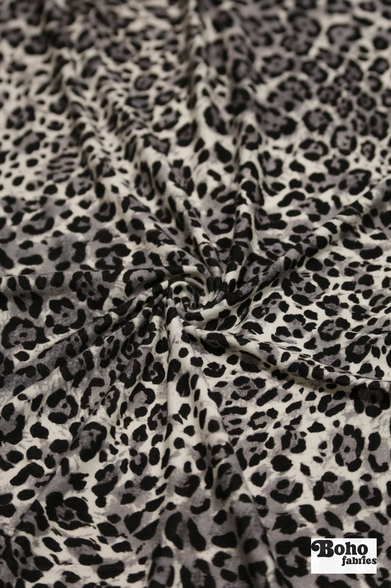 Warm Gray Leopard Print, Rayon Spandex Jersey Knit Fabric - Boho Fabrics - Rayon Jersey Solid, Knit Fabric